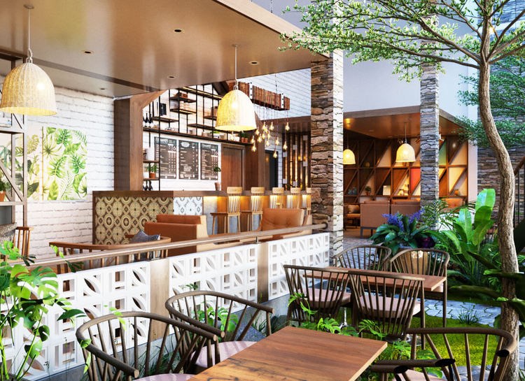 Gợi ý mô hình thiết kế quán trà sữa 2 tầng đẹp và độc đáo, thu hút