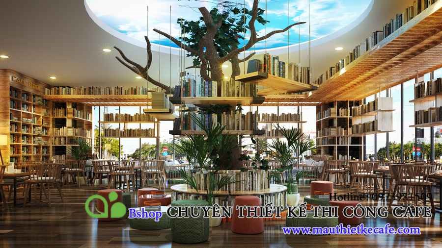 Thiết kế quán cafe sách Tân Việt -  Vinhome Thái Nguyên