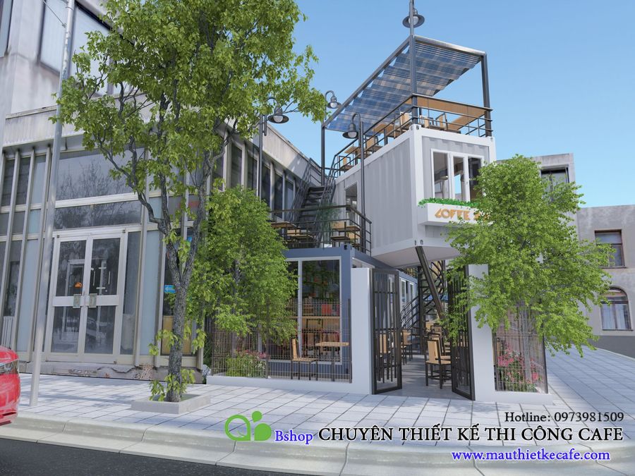 container cafe 3 tầng