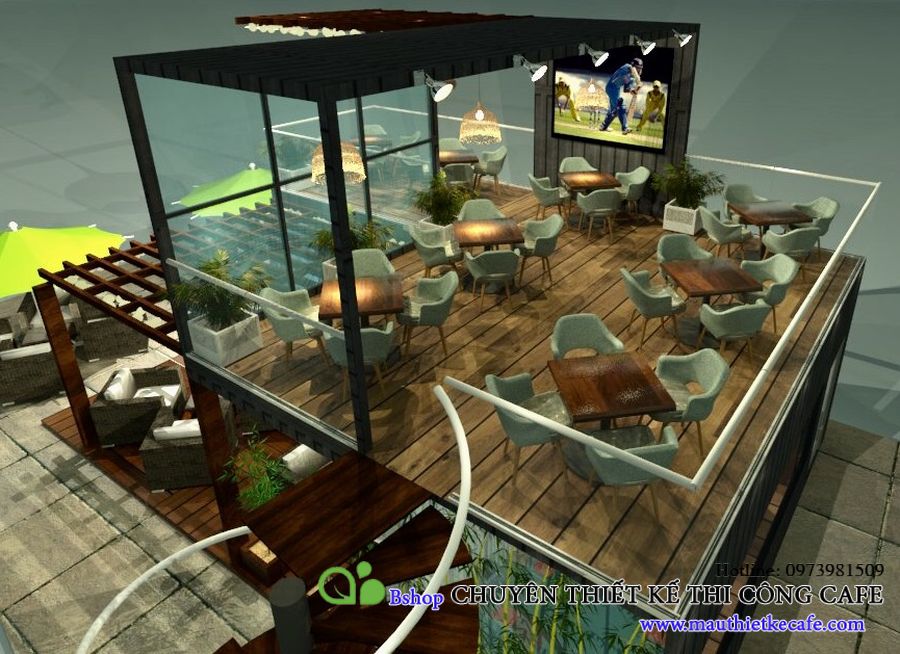 mô hình cafe container đơn giản