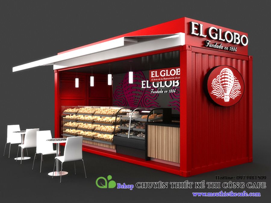 thiết kế quán cafe container tiết kiệm