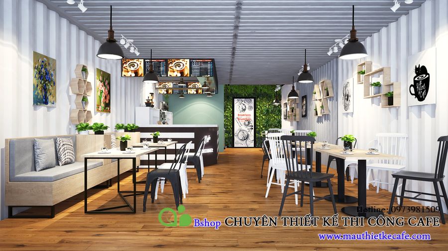 thiết kế quán cafe container