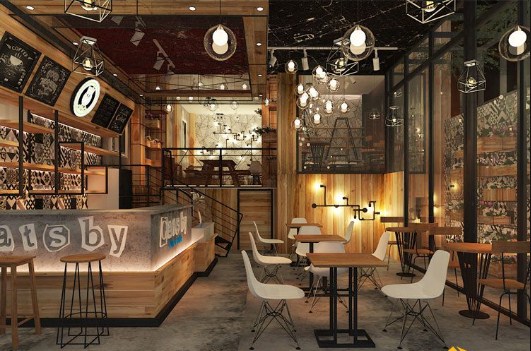 thiết kế quán cafe phong cách công nghiệp